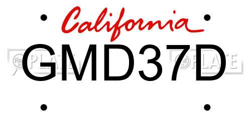 GMD37D California License Plate