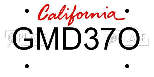 GMD37O California License Plate