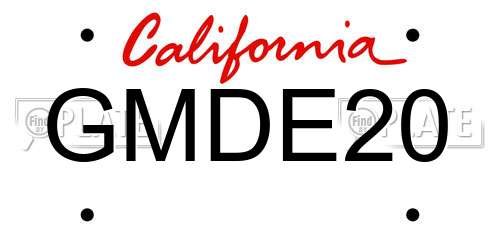 GMDE20 California License Plate
