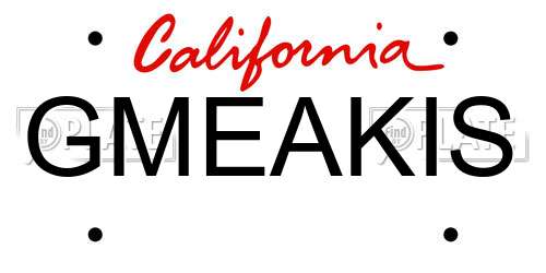 GMEAKIS California License Plate
