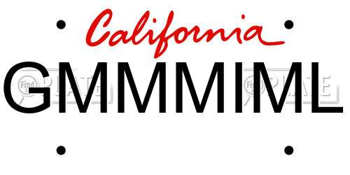GMMMIML California License Plate