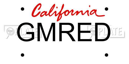 GMRED California License Plate