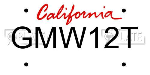GMW12T California License Plate