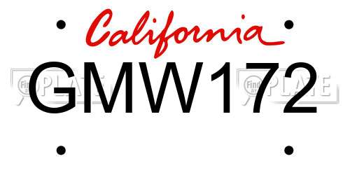 GMW172 California License Plate