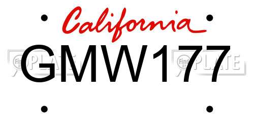 GMW177 California License Plate