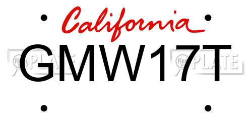GMW17T California License Plate