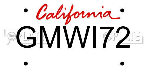 GMWI72 California License Plate