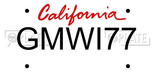 GMWI77 California License Plate