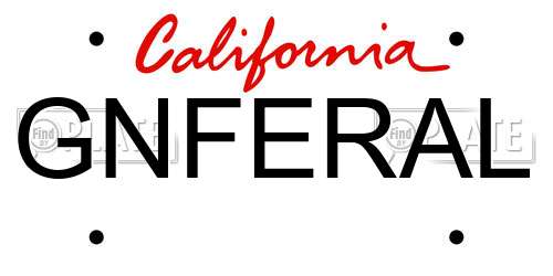 GNFERAL California License Plate