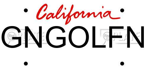 GNGOLFN California License Plate