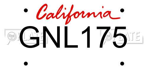 GNL175 California License Plate