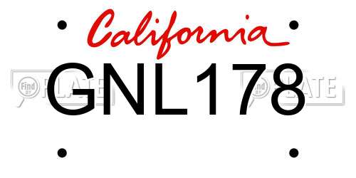 GNL178 California License Plate
