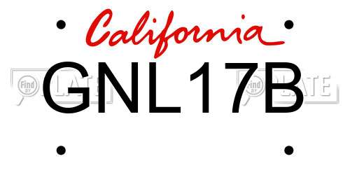 GNL17B California License Plate