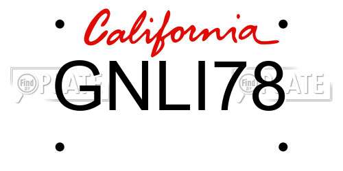 GNLI78 California License Plate