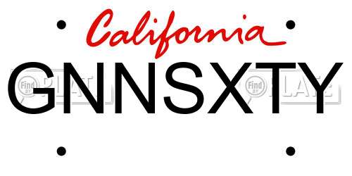GNNSXTY California License Plate