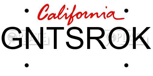 GNTSROK California License Plate