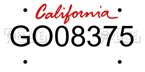GO08375 California License Plate