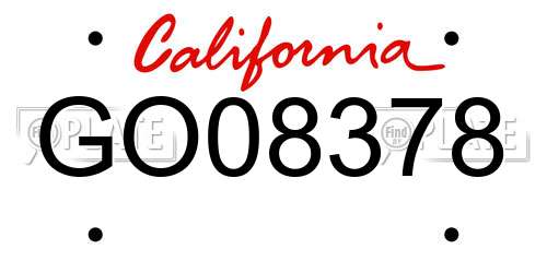 GO08378 California License Plate