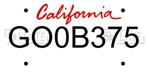 GO0B375 California License Plate
