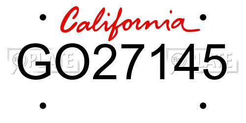 GO27145 California License Plate