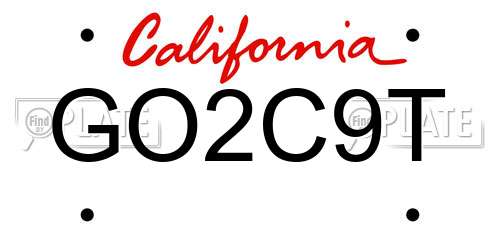 GO2C9T California License Plate