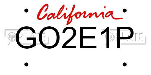 GO2E1P California License Plate