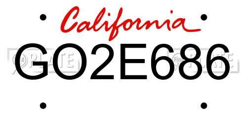GO2E686 California License Plate