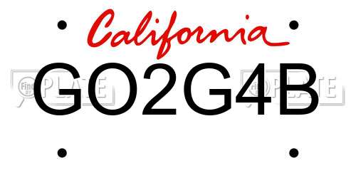 GO2G4B California License Plate