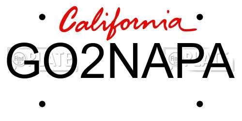 GO2NAPA California License Plate