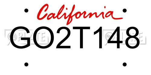 GO2T148 California License Plate