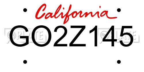 GO2Z145 California License Plate