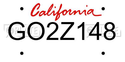 GO2Z148 California License Plate