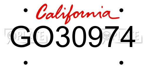 GO30974 California License Plate
