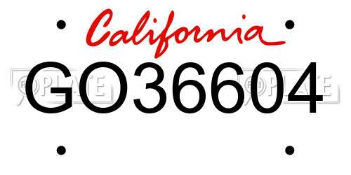 GO36604 California License Plate