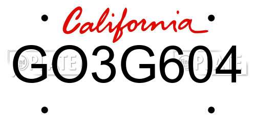 GO3G604 California License Plate