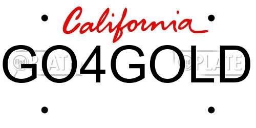 GO4GOLD California License Plate