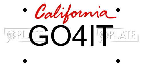 GO4IT California License Plate