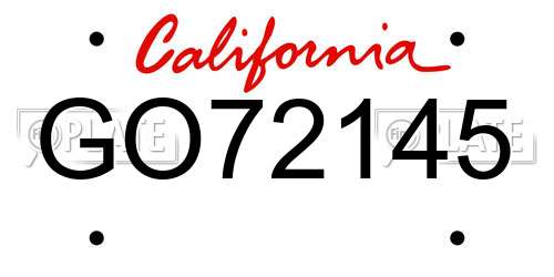 GO72145 California License Plate