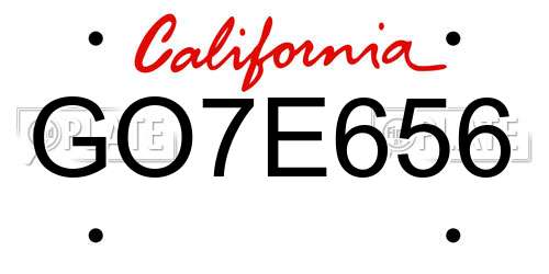 GO7E656 California License Plate