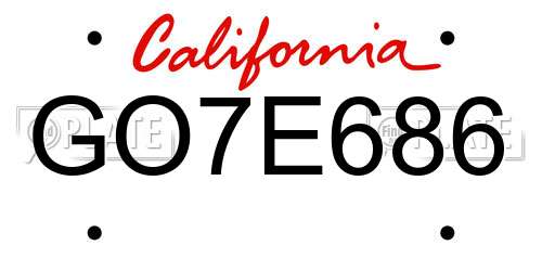 GO7E686 California License Plate