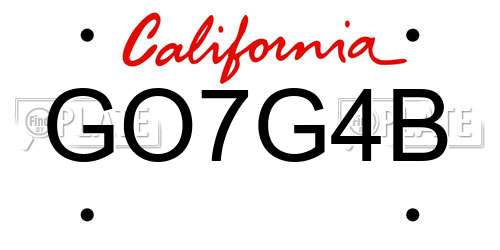 GO7G4B California License Plate