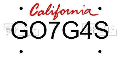 GO7G4S California License Plate