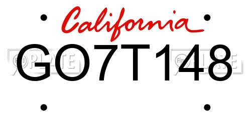 GO7T148 California License Plate