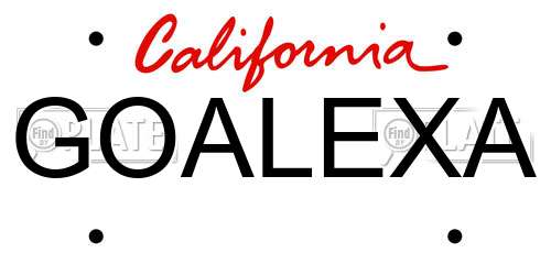GOALEXA California License Plate