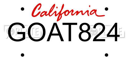 GOAT824 California License Plate