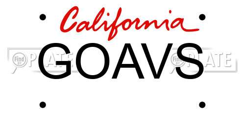 GOAVS California License Plate