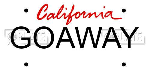 GOAWAY California License Plate
