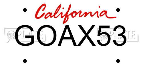 GOAX53 California License Plate