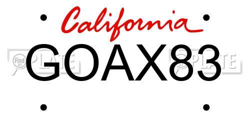 GOAX83 California License Plate