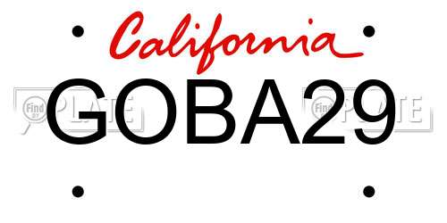 GOBA29 California License Plate
